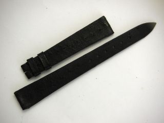 Genuine Vintage Black Ostrich Paul BUHRE Watch Strap Band Flat 14mm 