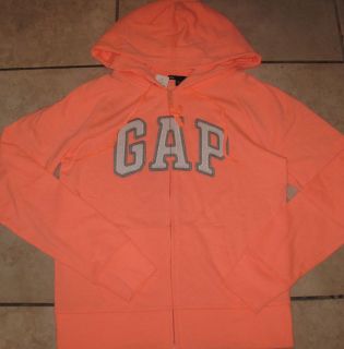   Gap Ladies Arch Logo Hoodie Sweatshirt Jacket Neon Orange S Small NEW