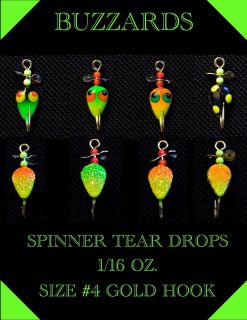 BUZZARD ICE JIGS* 1/16 OZ * #4 HOOK* HAND MADE AND PAINTED * USA 