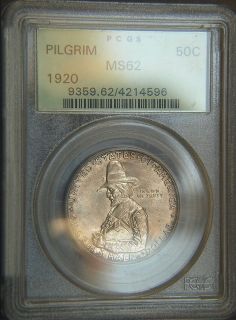 1920 pilgrim comm half dollar pcgs ms 62 a15276 returns
