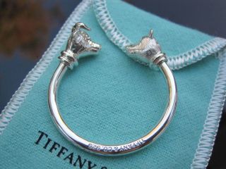 Tiffany RARE Silver Bear Bull Key Ring Key Chain Keychain   EXCELLENT 