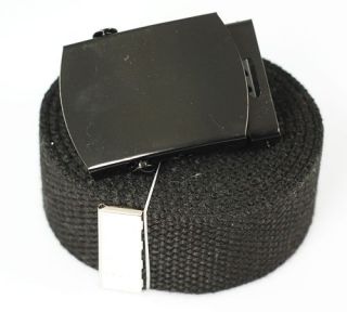 plain black canvas web belt buckle