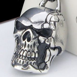 COOL SKULL Pendant Stainless Steel Necklace 22 CURB CHAIN NEW