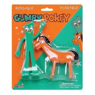 New Gumby and Pokey Pair flexible poseable bendable action figures toy 