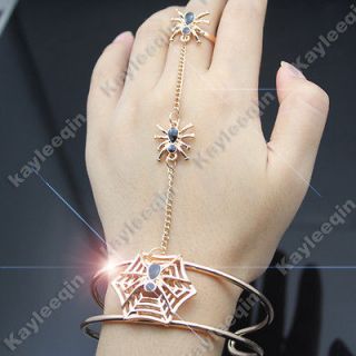  Spider Bracelet Bangle Cuff Ring Web Slave Chain Hand Harness Costume