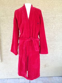NWT Polo Ralph Lauren Terry Velour Robe Mens S/M Red Kimono Style