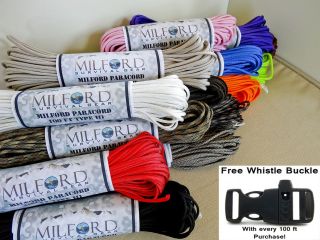 550 Paracord Mil Spec Type III 7 strand parachute cord  100 ft, Many 