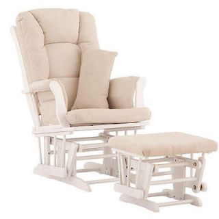   Craft Tuscany Glider and Ottoman   White Finish with Beige Cushions