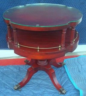   MAHOGANY WOOD 2 TWO TIER TIERED DRUM PIE TABLE TRIPOD PEDESTAL TABLE