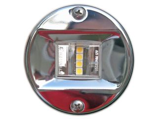 LED ROUND STERN WHITE TRANSOM LIGHT FOR BOATS   STAINLESS STEEL   FIVE 