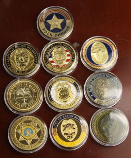 lot of 10 different police challenge coins s529 from china