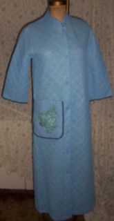   Quilted House / Lounging Robe Sz 12 Blue Embroidered with Rick Rack