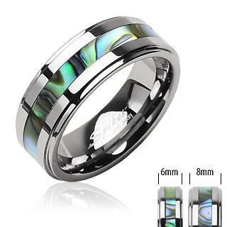 tungsten carbide abalone inlay womens wedding ring sz 5 time
