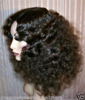 drag queen wig frizzy shoulder length brown