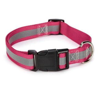   Gear Brite Reflective Safety Dog Collar Plastic Buckle Raspberry Pink
