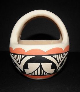 Jemez Pueblo Pottery Basket Bowl Vase Native American Indian Yepa New 