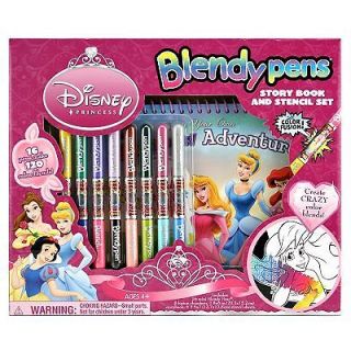 nib disney princess blendy pens story book and stencil set