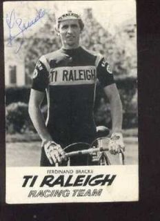 FERDINAND BRACKE Signed Autographe cycling TI RALEIGH 70s cyclisme 