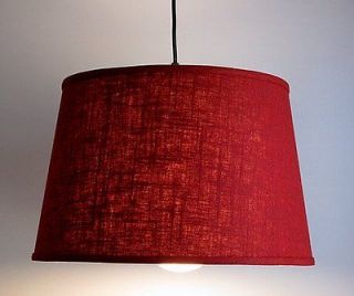 Swag Lamp Kit Hanging Light Fixture Homespun Red Linen Plug In ceiling 