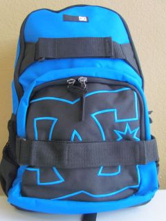 NWT DC Shoes Graphic Logo Multi Function Laptop Backpack Black / Blue