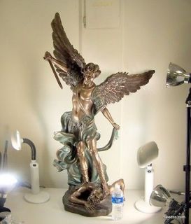 Bronze Large Statue Patron Saint St Michael Archangel Protector 51