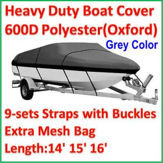 Heavy Duty Trailerable FISHING/SKI/BOAT COVER V Hull 14 15 16 beam 