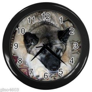 10 inch black wall clock akita puppy face dog breed