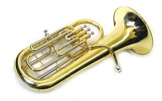   Brass 3 + 1 Valve Bb Baritone Euphonium w/Case, Mouthpiece, & Warranty