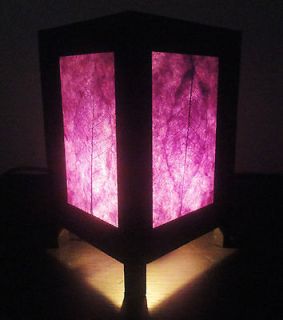   Art Natural Purple Leaves Bedside Table Lamp Wood Shades Lights