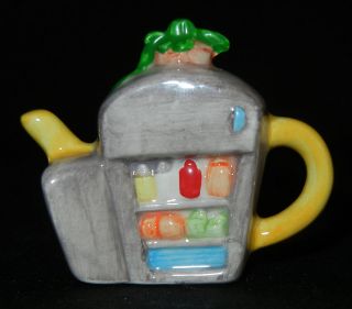 red rose tea teapot shaped miniature figurine vintage refrigerator 