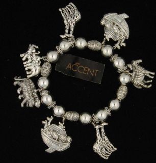 silver plated stretch noah s ark bracelet br086 time left
