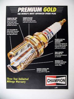 Champion Premium Gold Spark Plugs plug diagram 1992 print Ad 