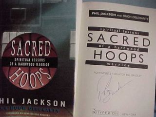 phil jackson signed sacred hoops hc book chicago bulls time