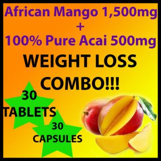   COMBO African Mango Tablets + 100% Pure Acai Capsules Extreme Diet