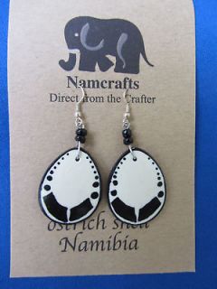 TRIBAL DESIGN African Jewelry OSTRICH EGG SHELL EARRINGS NAMIBIA A