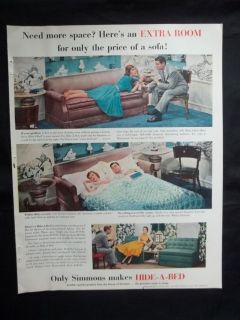original 1952 simmons hide a bed vintage ad time left