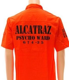 alcatraz psycho ward prison jail rock orange shirt sz m