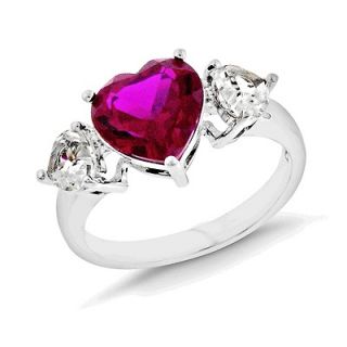 00 Carat tw Ruby & Sapphire Heart Ring in Sterling Silver   7