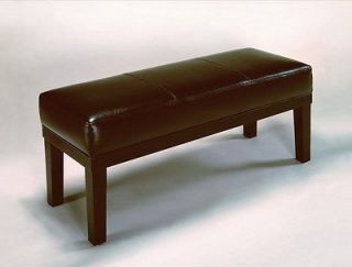 bi cast leather and solid wood bench in espresso time
