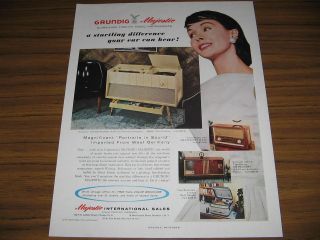 1957 Vintage Ad Grundig Majestic Debutante AM FM Short Wave Phonograph
