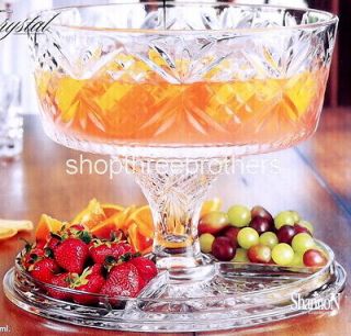   Crystal 4 in 1 Crystal Dome Cake Stand Salad Punch Bowl Serving Tray
