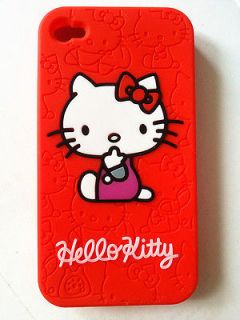 Low price red color hello kitty case silicon for iPhone 4G 4S
