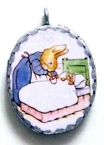 Peter Rabbit Bed Illustration Beatrix Potter Pendant Published Artist 