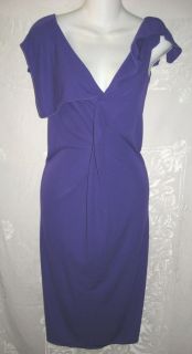 Sexy ROLAND MOURET Draped Purple Jersey Dress FR 38 US 2 4 XS $1100 