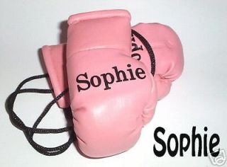 baby pink mini boxing gloves printed with girls names time