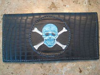leather skull and crossbones checkbook cover