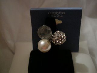 Simply Vera Vera Wang Cocktail Ring with Three Beads w/ Expandable 