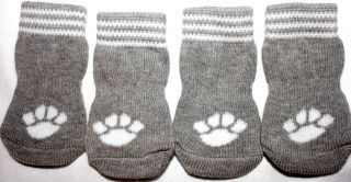 USA SELLER Non Slip Grip Dog Cat Socks Skid Free GRAY for Small Breed 