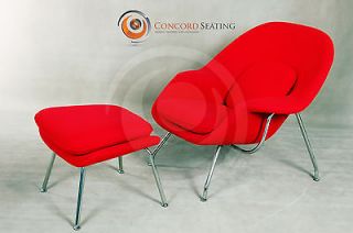 eero saarinen style womb chair and ottoman set red time