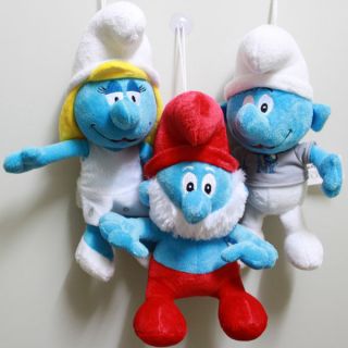 3X The Smurfs Papa Clumsy Smurfette Figure Plush Toy Characters NWT 